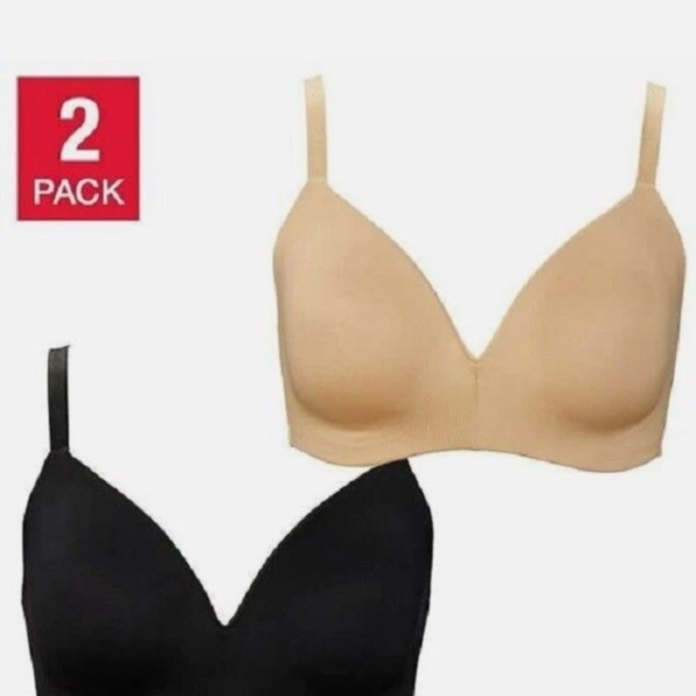 Calvin Klein Womens 2pk Black Nude Lightly Lined Wire Bra Size XL